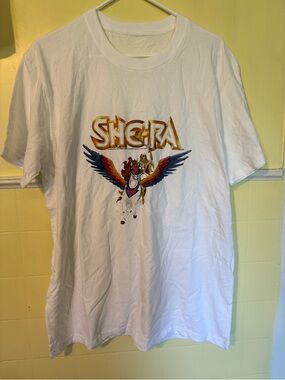 SHEIN White Graphic Tee with Multicolor She-Ra Print